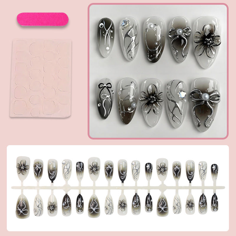 Artificial nails with elegant floral and glittering decorations Kalsten