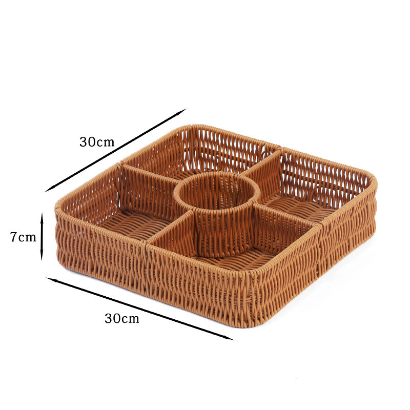 Multi-Compartment Woven Storage Basket Kalsten