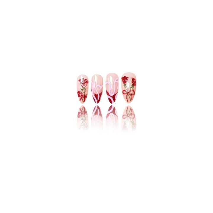 Artificial nail set with romantic heart and rose motifs Kalsten
