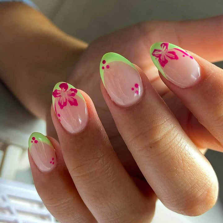 Floral Accent Nail Art Design