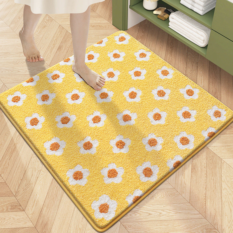 Floral Patterned Plush Bath Mat Kalsten