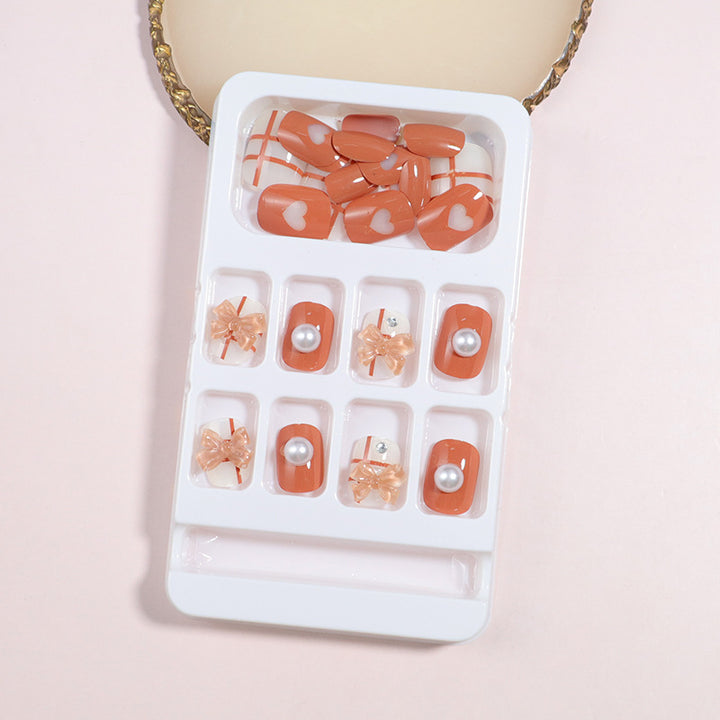 Decorative Press-On Nail Art Set with Bow Accents Kalsten