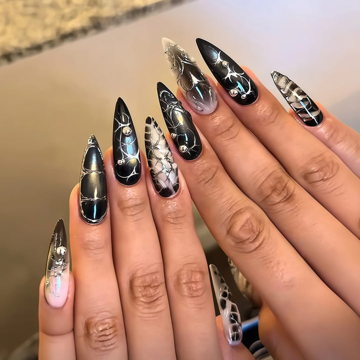 Elegant Stiletto Nail Art Extensions with Intricate Design Kalsten