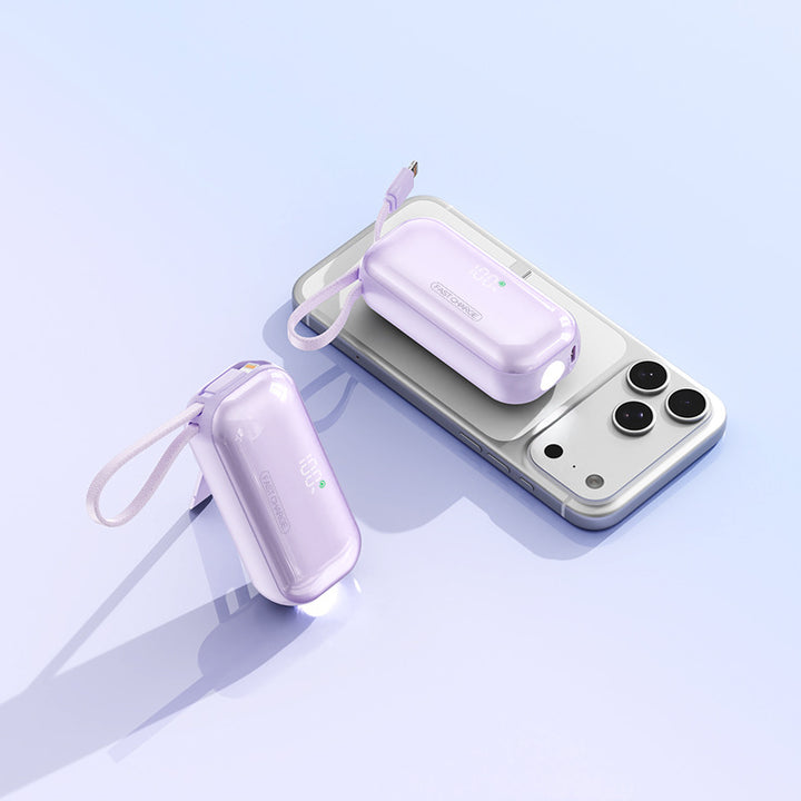 Portable power bank with integrated charging cable and LED charging status display Kalsten