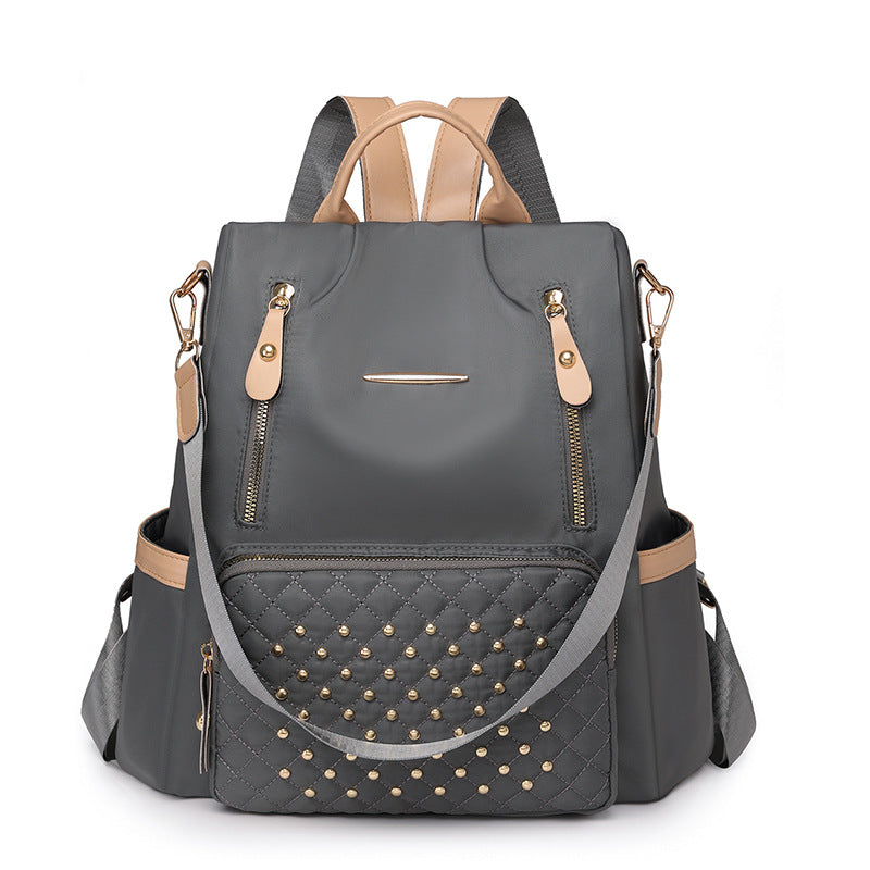 Fashionable Multi-Pocket Quilted Backpack