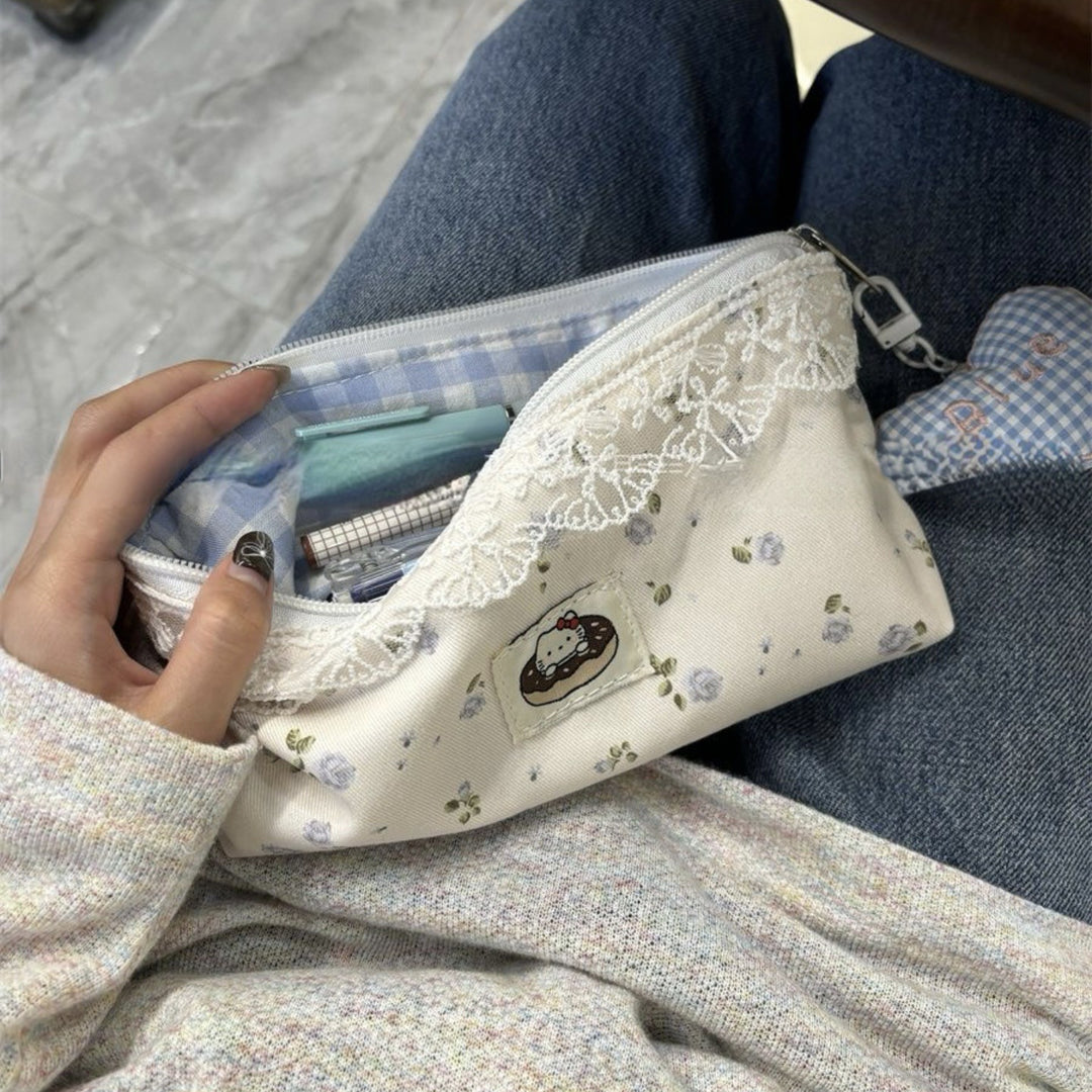 Floral Embellished Pencil Case