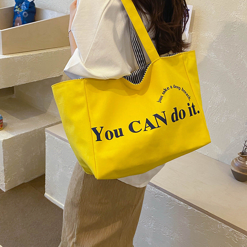 Striped Canvas Tote Bag
