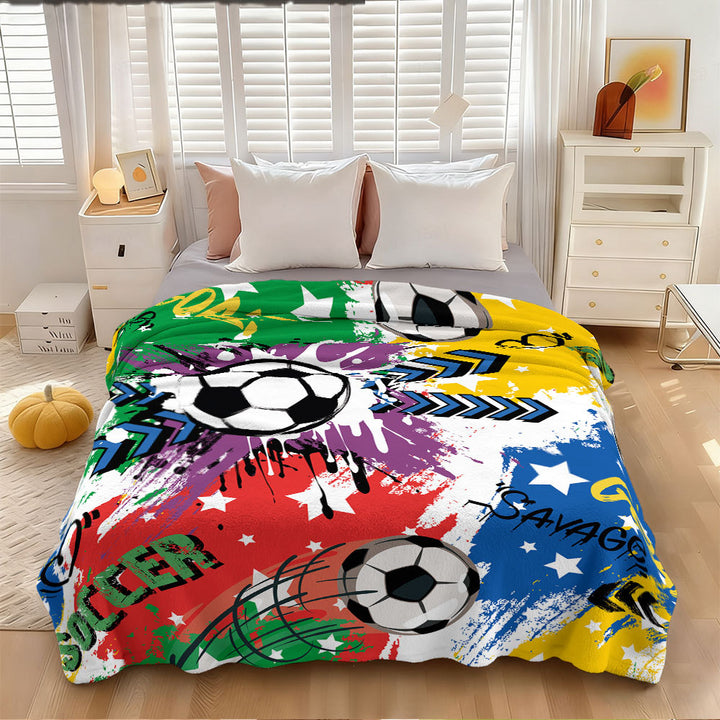 Soccer-Themed Fleece Blanket