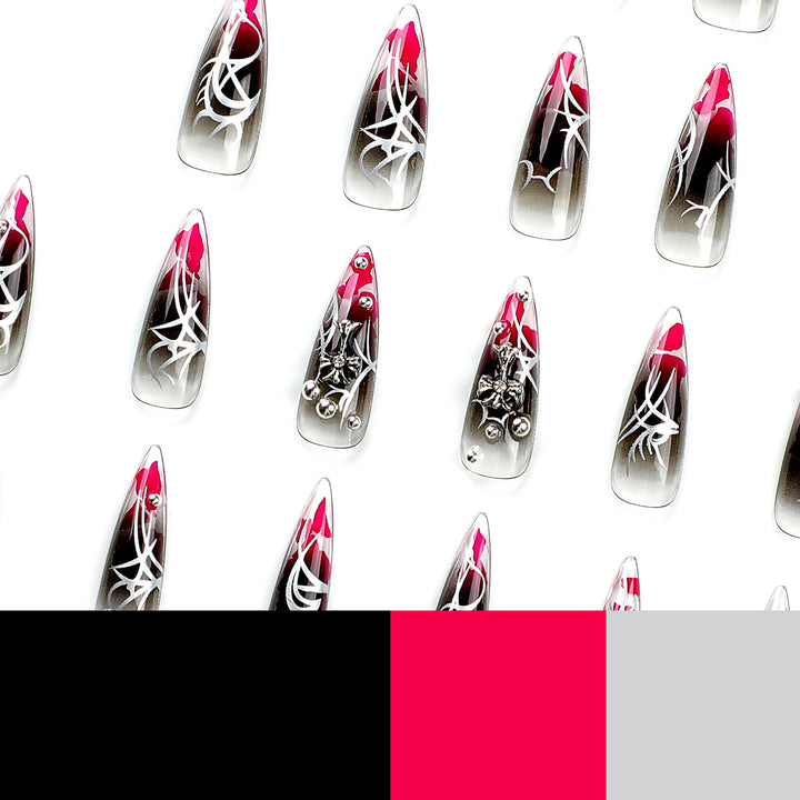 Artful stiletto nails with elegant decoration and modern accents Kalsten