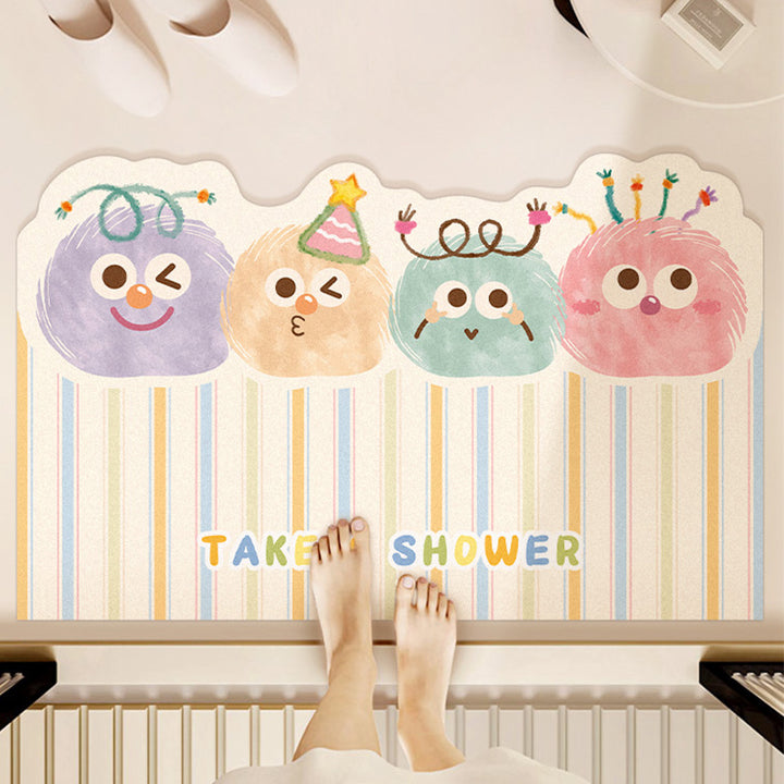 Whimsical Cartoon-Themed Bath Mat Kalsten
