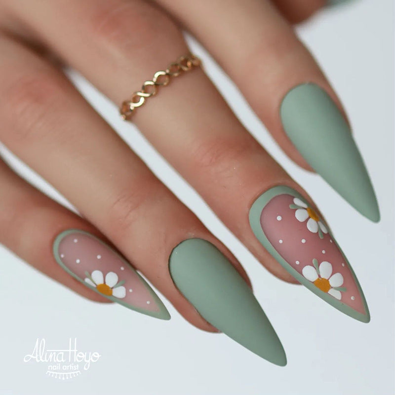 Artistic Nail Tips with Flower Design Kalsten