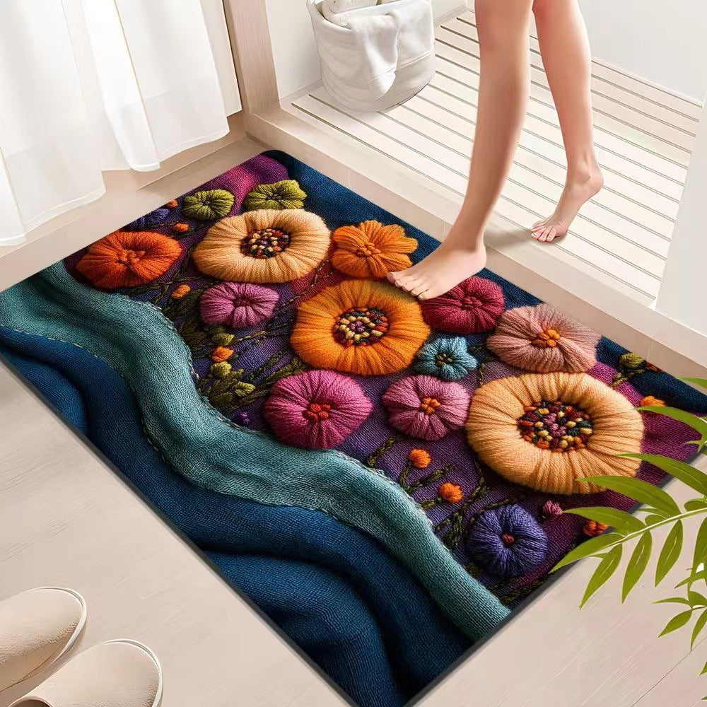 Floral Textured Indoor Mat Kalsten