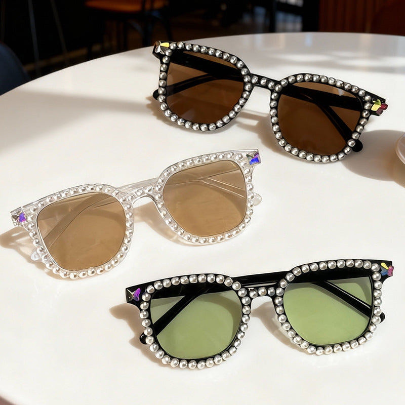 Luxury Pearl-Embellished Cat-Eye Sunglasses Kalsten