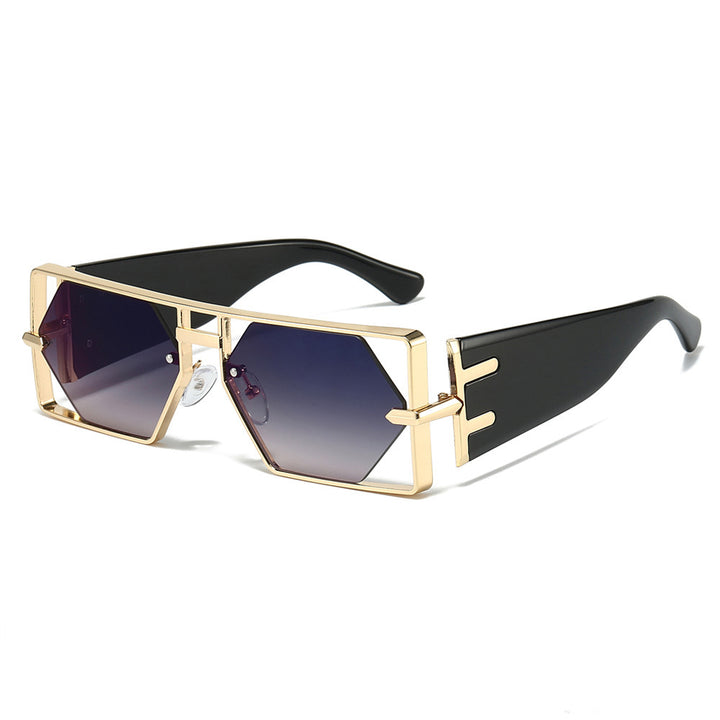 Geometric Shield Sunglasses with Premium Metallic Frame Kalsten