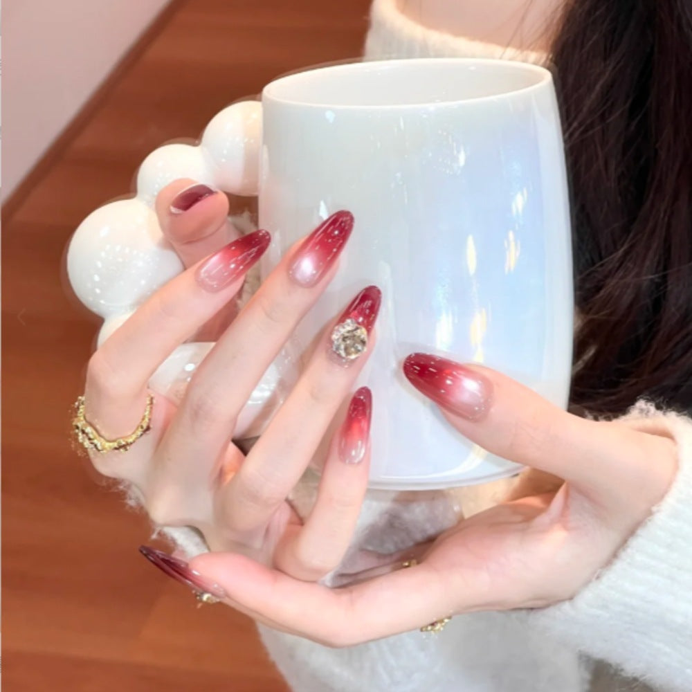Glamorous Gradient Stiletto Press-On Nails with Rhinestone Accents Kalsten