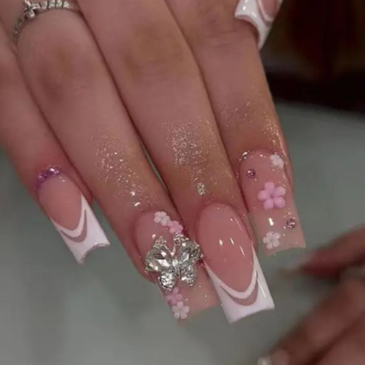 Ornate Butterfly-Inspired Acrylic Nail Extensions Kalsten