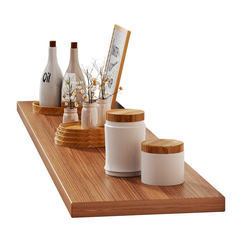 Floating Wall-Mounted Solid Wood Display Shelf with Concealed Brackets and Slim Profile