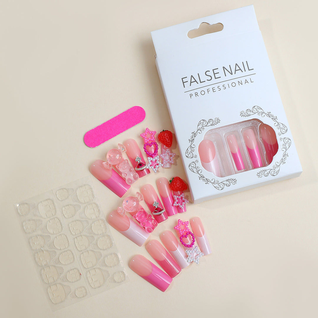 Decorative False Nail Art Set with 3D Embellishments kalsten