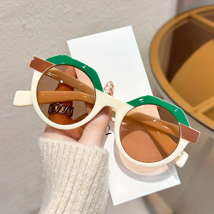 Ladies extravagant round sunglasses with colored accented frame Kalsten
