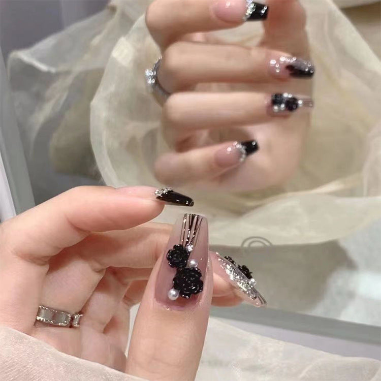 Decorative Rhinestone-Embedded Press-On Nails Kalsten