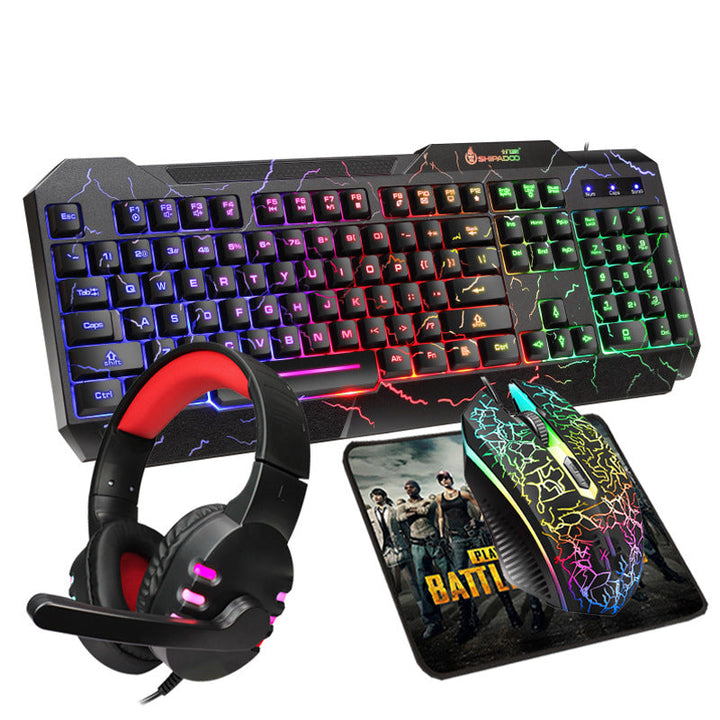 4-in-1 Gaming Accessory Set with Illuminated Keyboard, Precision Mouse, Gaming Headset, and Mouse Pad Kalsten