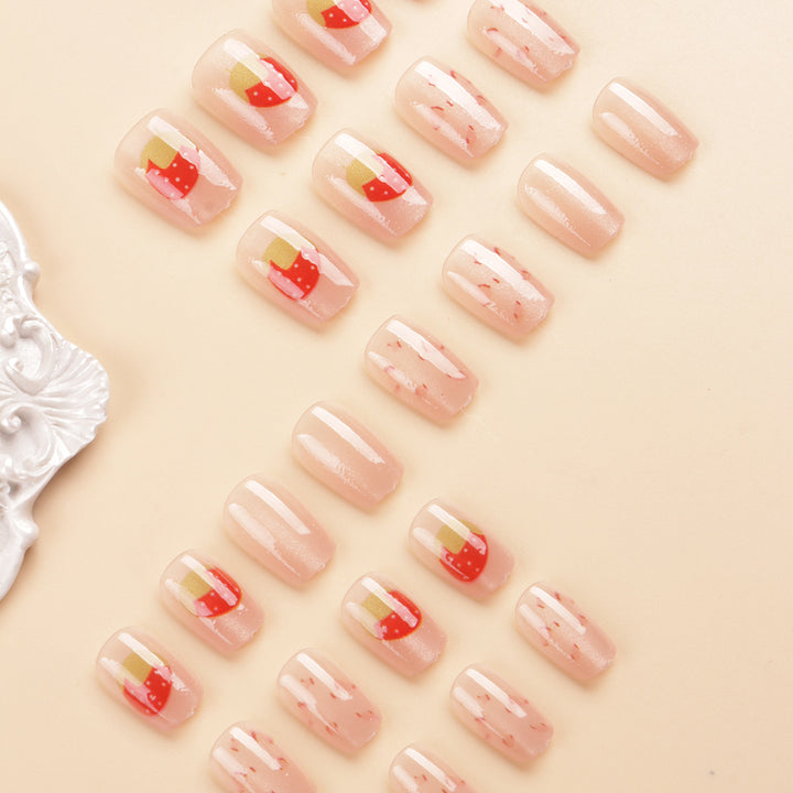 Cute Strawberry-Themed Press-On Nail Set Kalsten