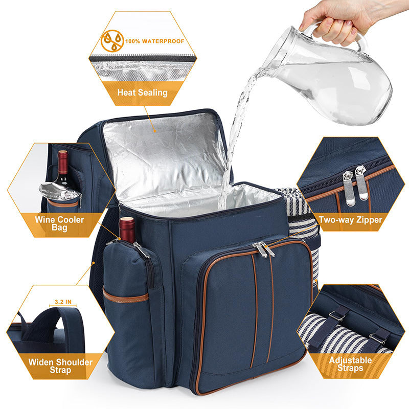 Gourmet Picnic Backpack with Dishware and Cooling Compartment Kalsten