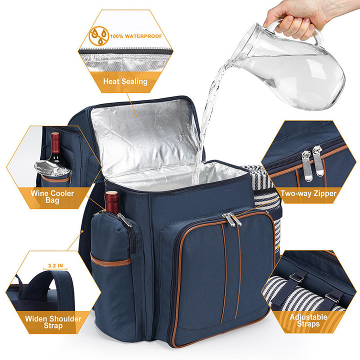 Gourmet Picnic Backpack with Dishware and Cooling Compartment Kalsten