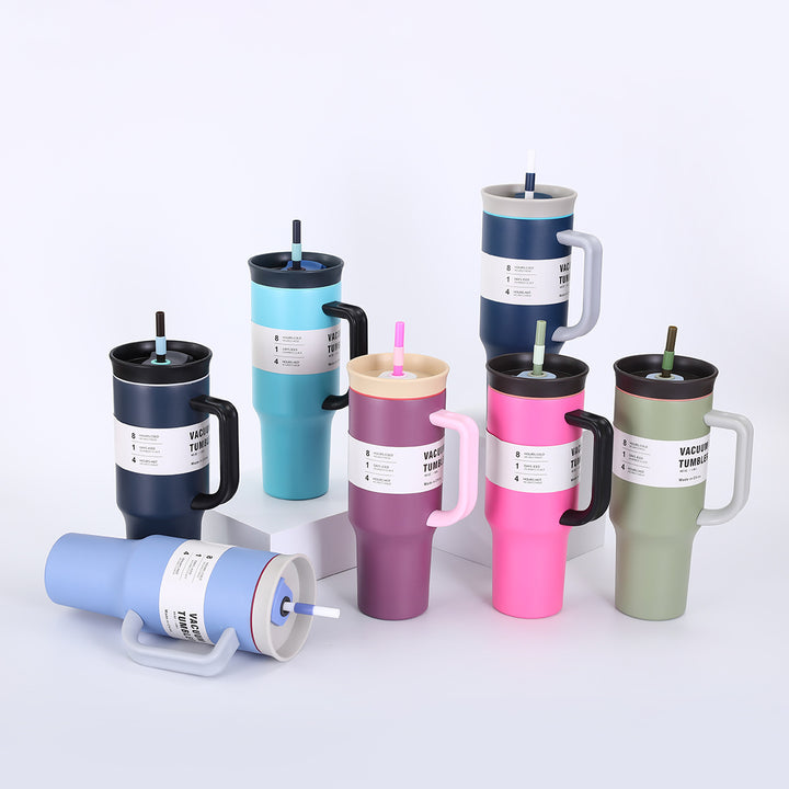 Ladies' insulated cup with practical drinking straw and ergonomic handle Kalsten