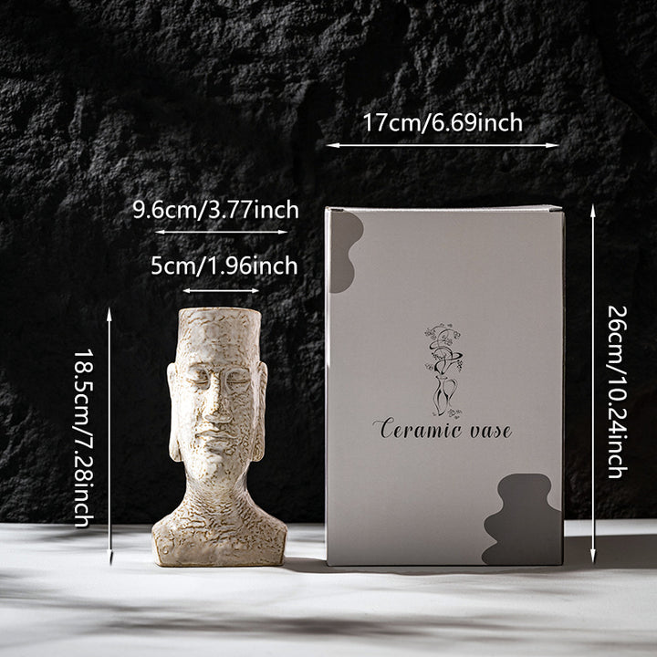 Ceramic Contemporary Abstract Bust Planter Vase with Narrow Neck