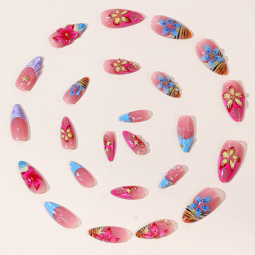 Artistic 3D Floral Nail Extensions Kalsten