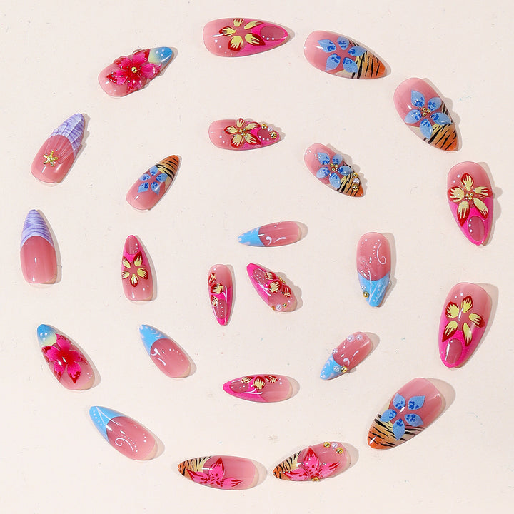 Artistic 3D Floral Nail Extensions Kalsten