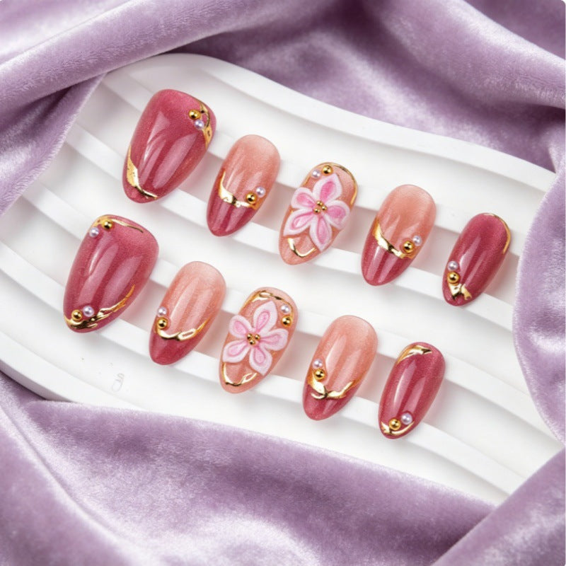 Decorative Floral Press-On Nail Set Kalsten