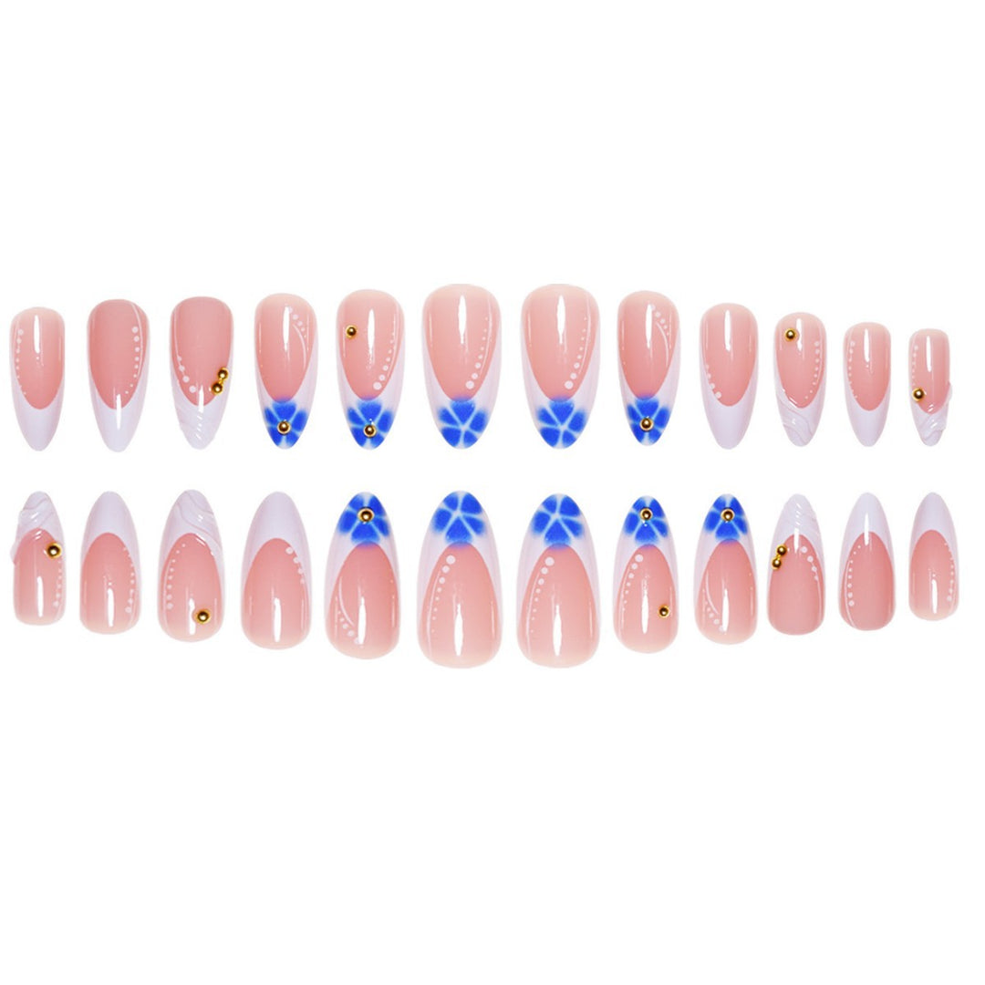 Sculpted French Tip Press-On Nail Extensions with Gem Accents Kalsten