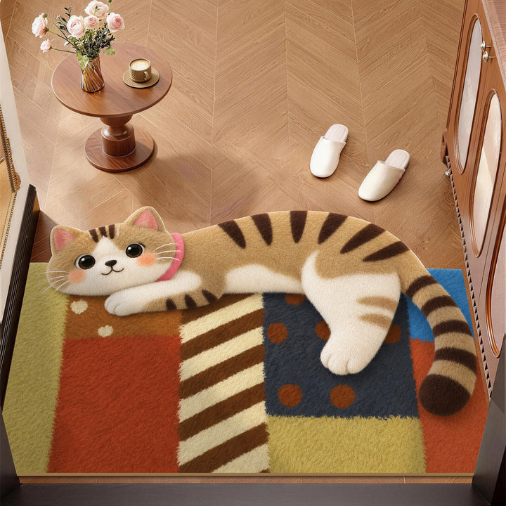 Plush Cat-Themed Mat