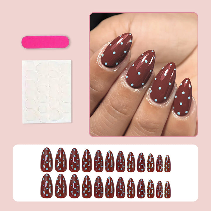 Acrylic nail set with elegant polka dot patterns Kalsten