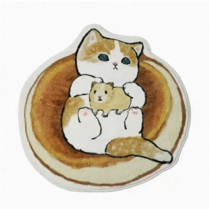 Cartoon Cat-Themed Round Area Rug
