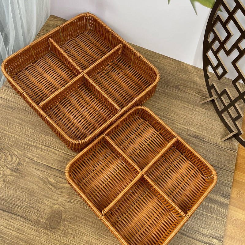 Ladies beef braided serving basket with three compartments Kalsten