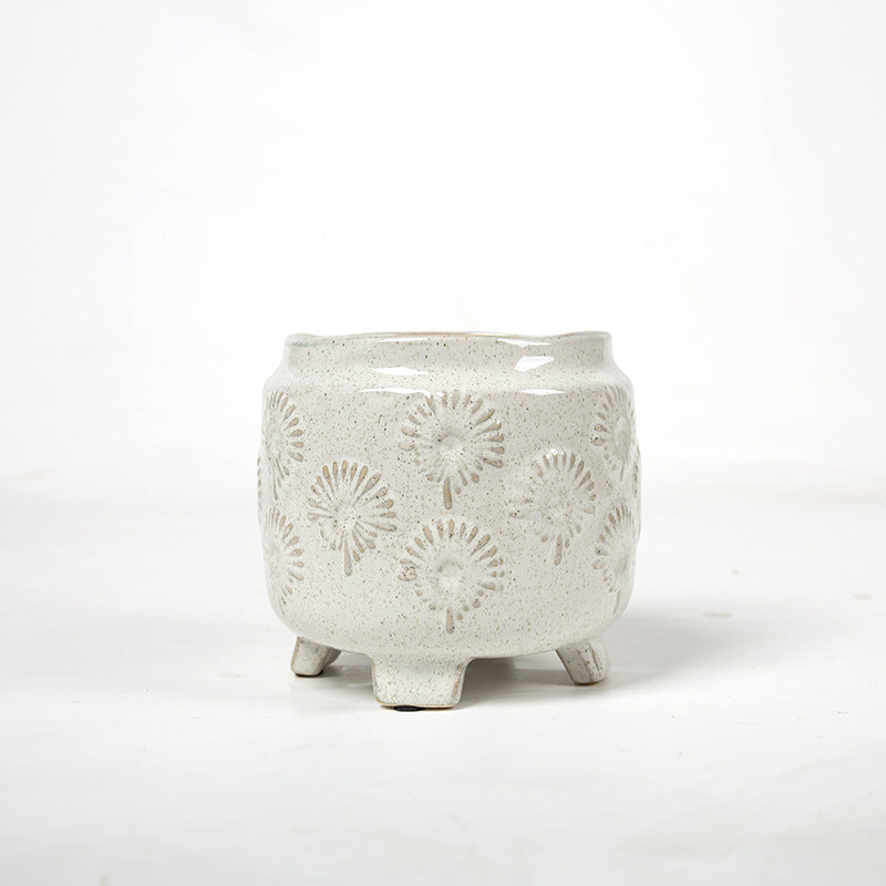 Decorative ceramic flower pot on legs Kalsten