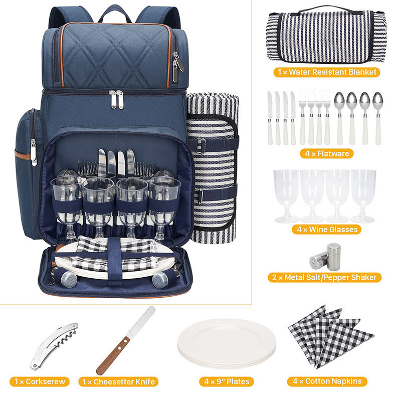 Gourmet Picnic Backpack with Dishware and Cooling Compartment Kalsten