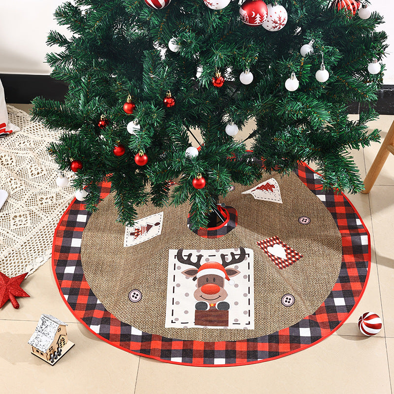 Jute Christmas tree skirt with festive Santa Claus motif Kalsten