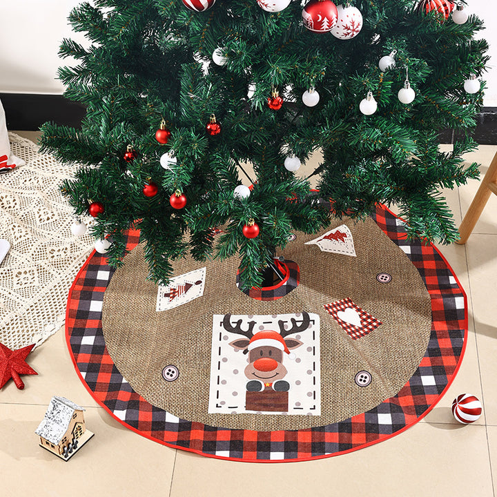 Jute Christmas tree skirt with festive Santa Claus motif Kalsten