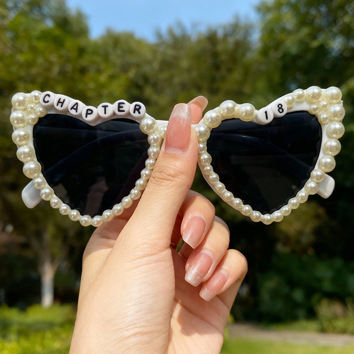 Pearl-Accented Heart-Shaped Sunglasses Kalsten