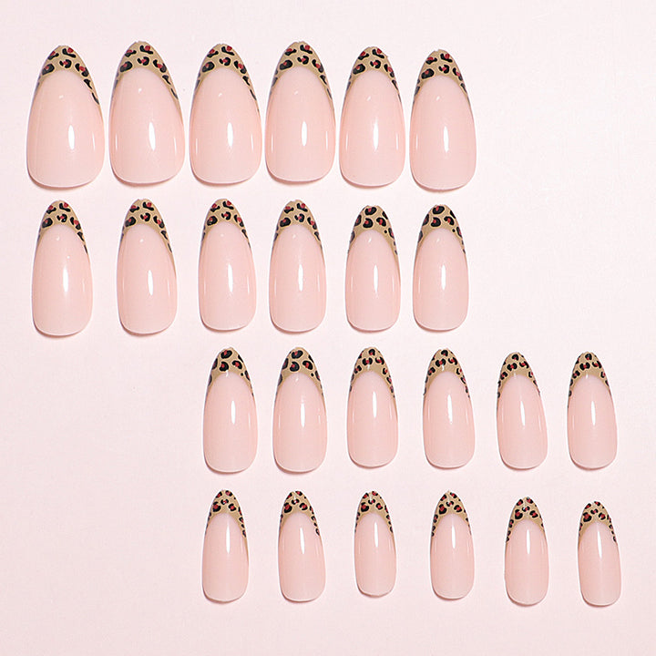 Elegant Leopard-Trimmed Press-On Nails Kalsten