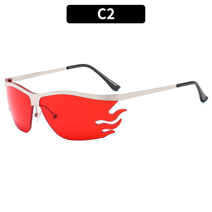Avant-Garde Flame-Design Shield Sunglasses