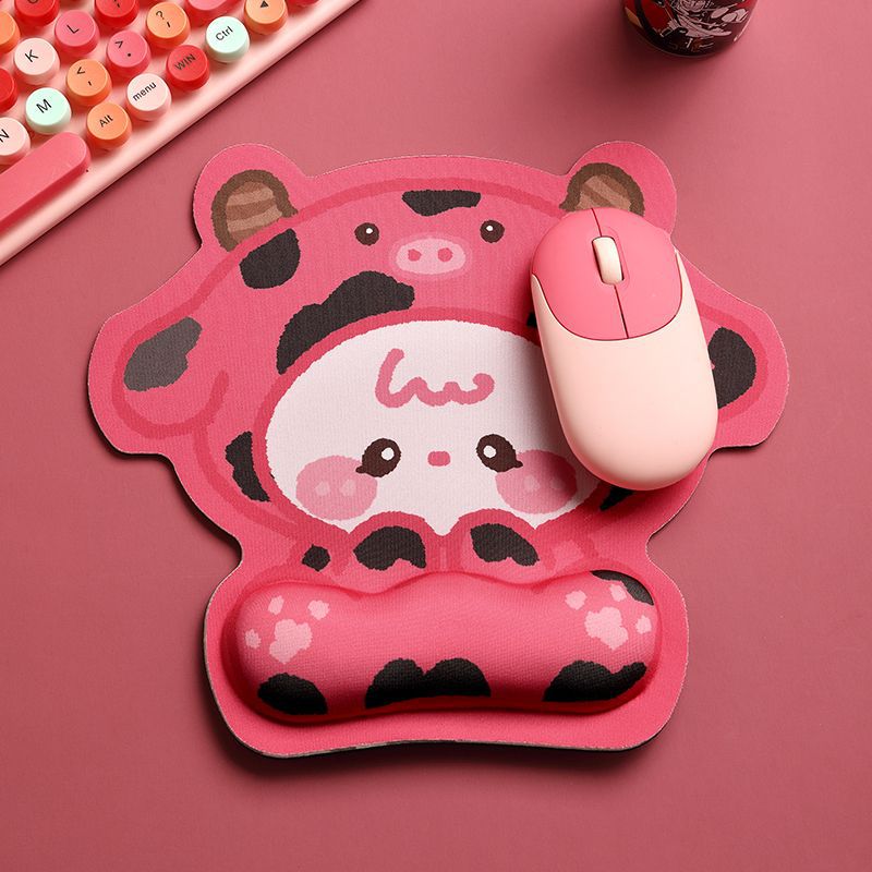 Cute Cartoon Cow-Themed Ergonomic Wrist Rest Pad