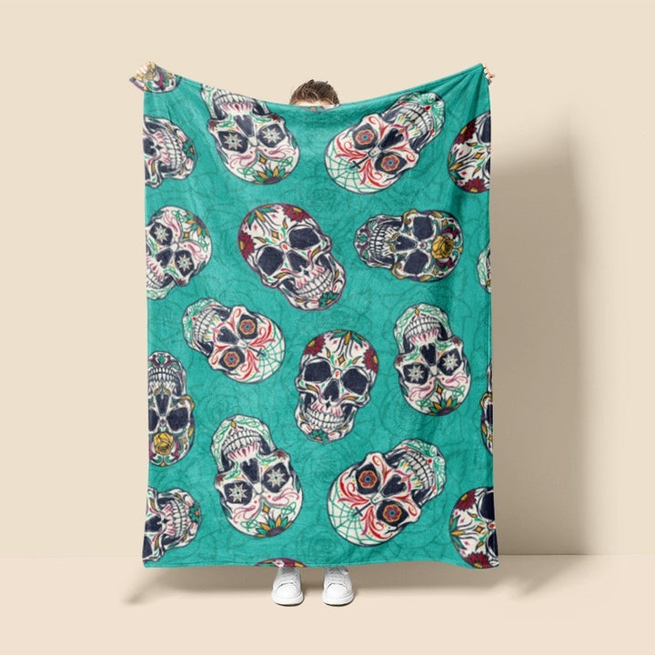 Artistic Skull-Themed Fleece Blanket