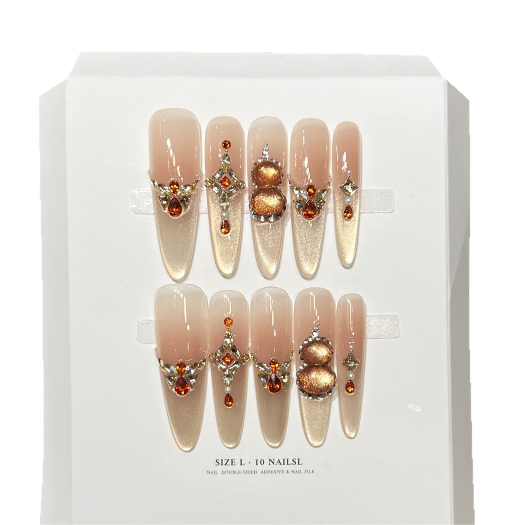 Decorative Stiletto Press-On Nail Set with Gemstone Accents Kalsten 1788224085