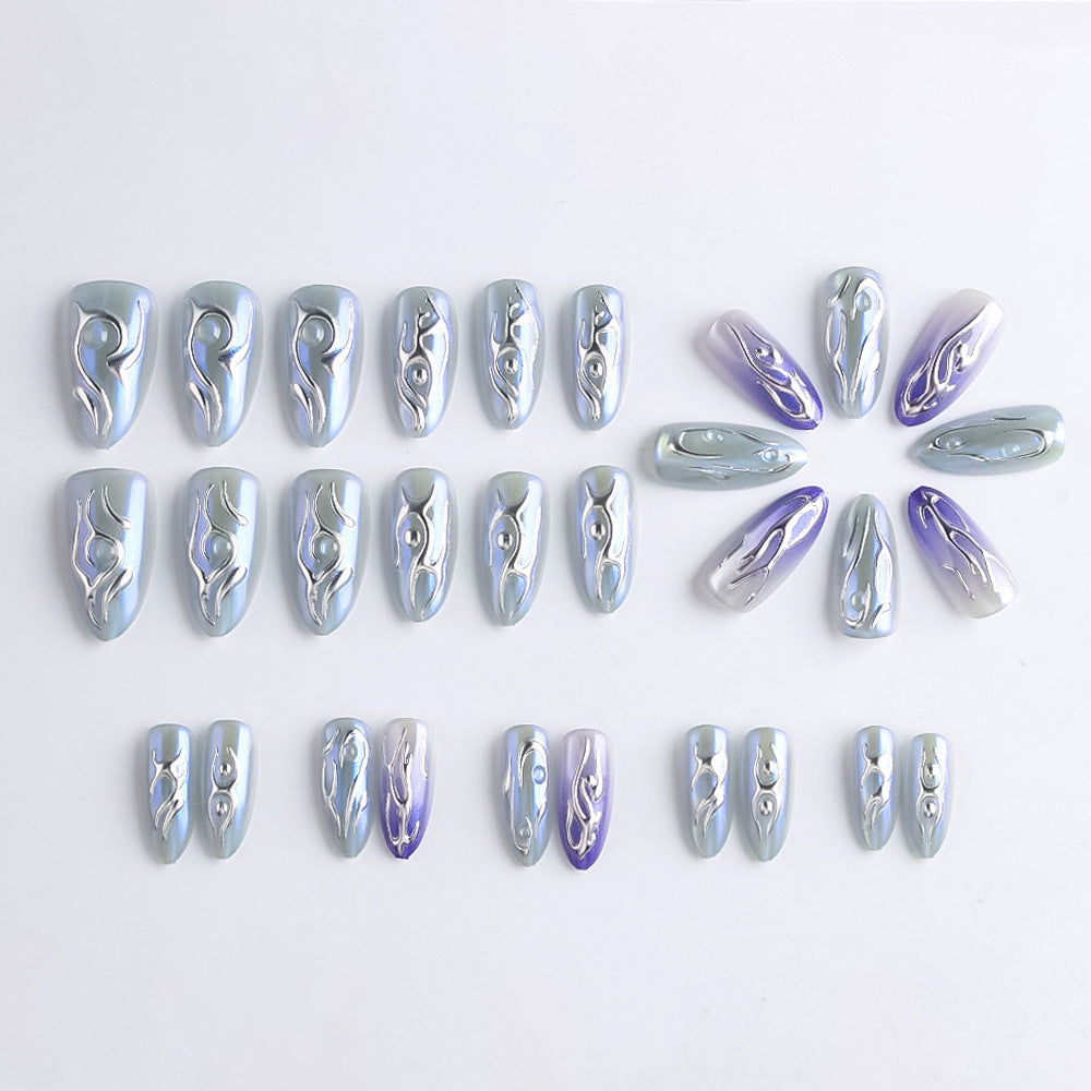 Artistic Press-On Nails with 3D Design Kalsten