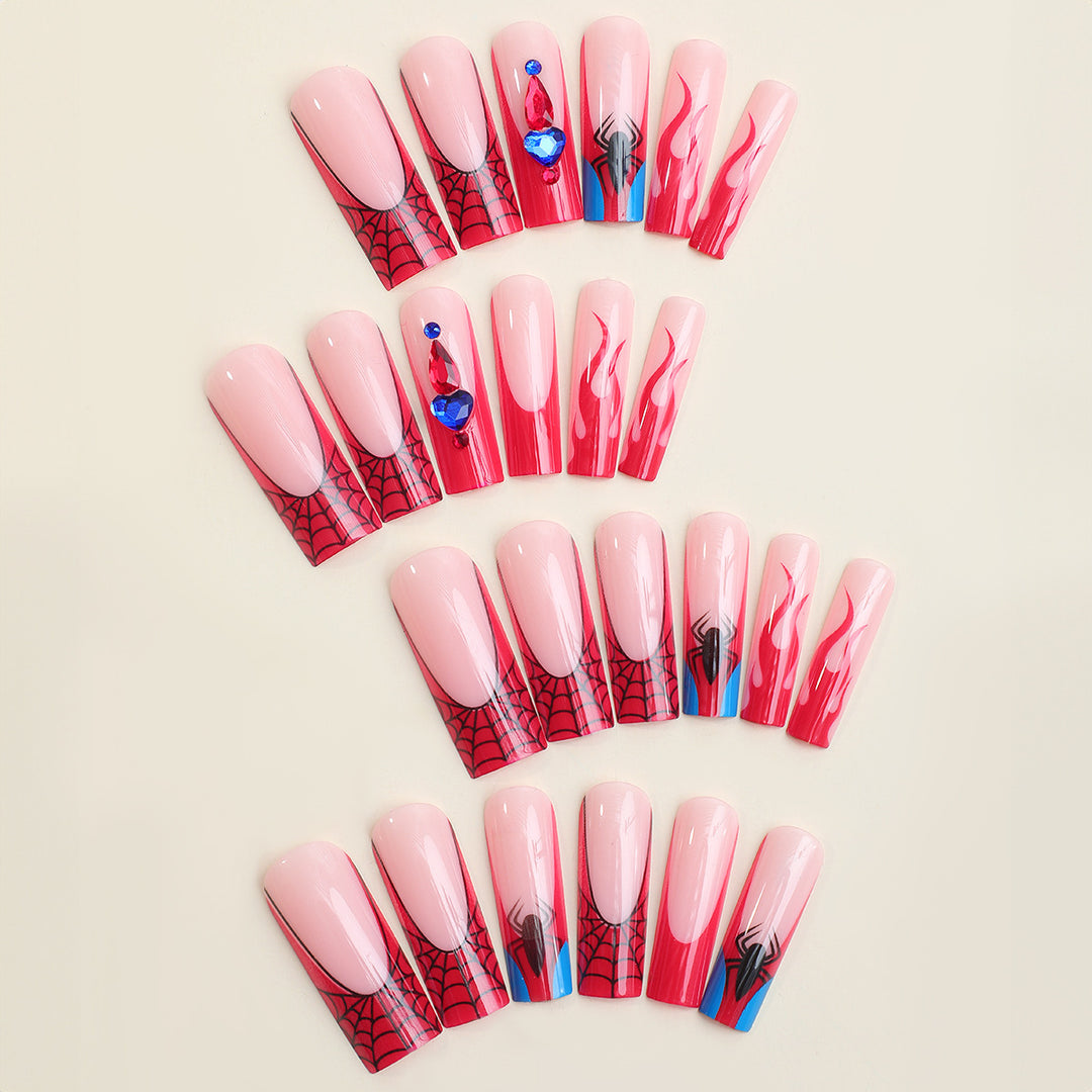 Artistic Press-On Nail Set with Spider-Man Theme kalsten